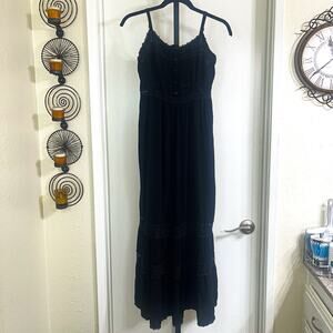 Forever 21 Whimsygoth Goth Y2K Vamp Witchy Grunge Maxi Dress - Black, Size M
